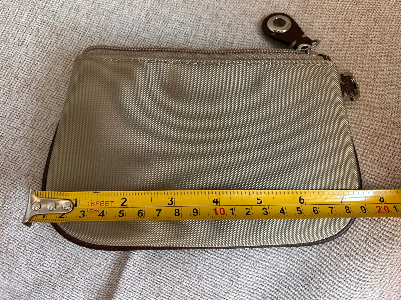 LANCEL pouch / toiletry bag in beige canvas with leather trim – photo 8